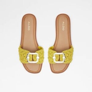 ALDO Glaeswen Slide Sandal in Green Textile Crochet - Size 8